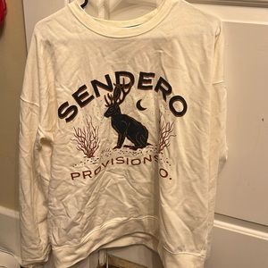 Sendero long sleeve crewneck. Wrinkled because it’s been in storage